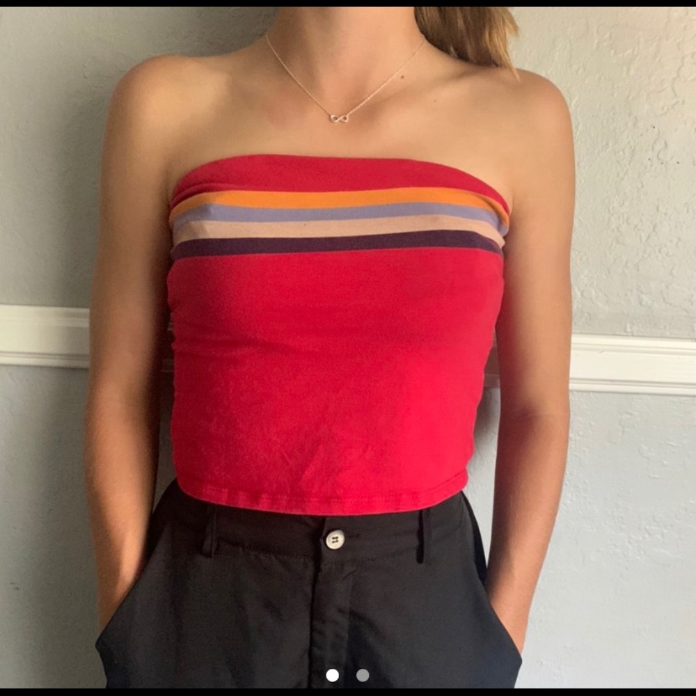 Cute Red striped tube top